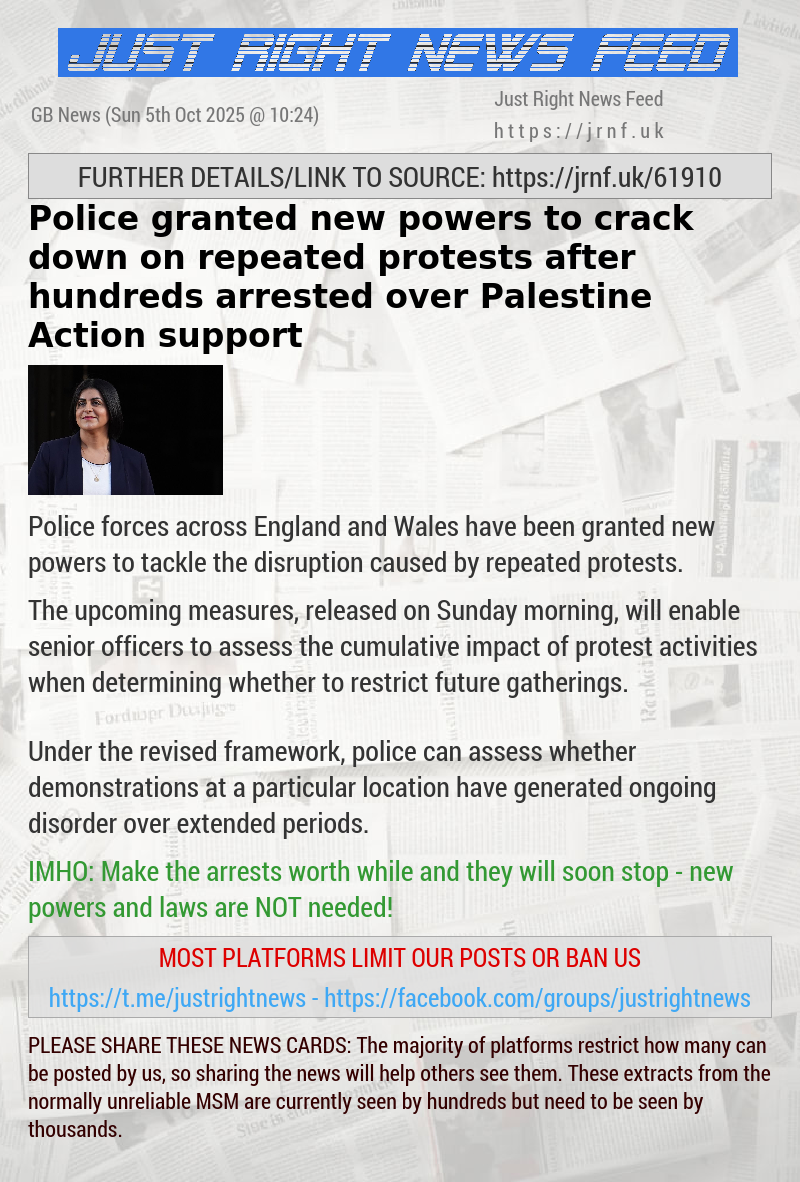 Police granted new powers to crack down on repeated protests after hundreds arrested over Palestine Action support