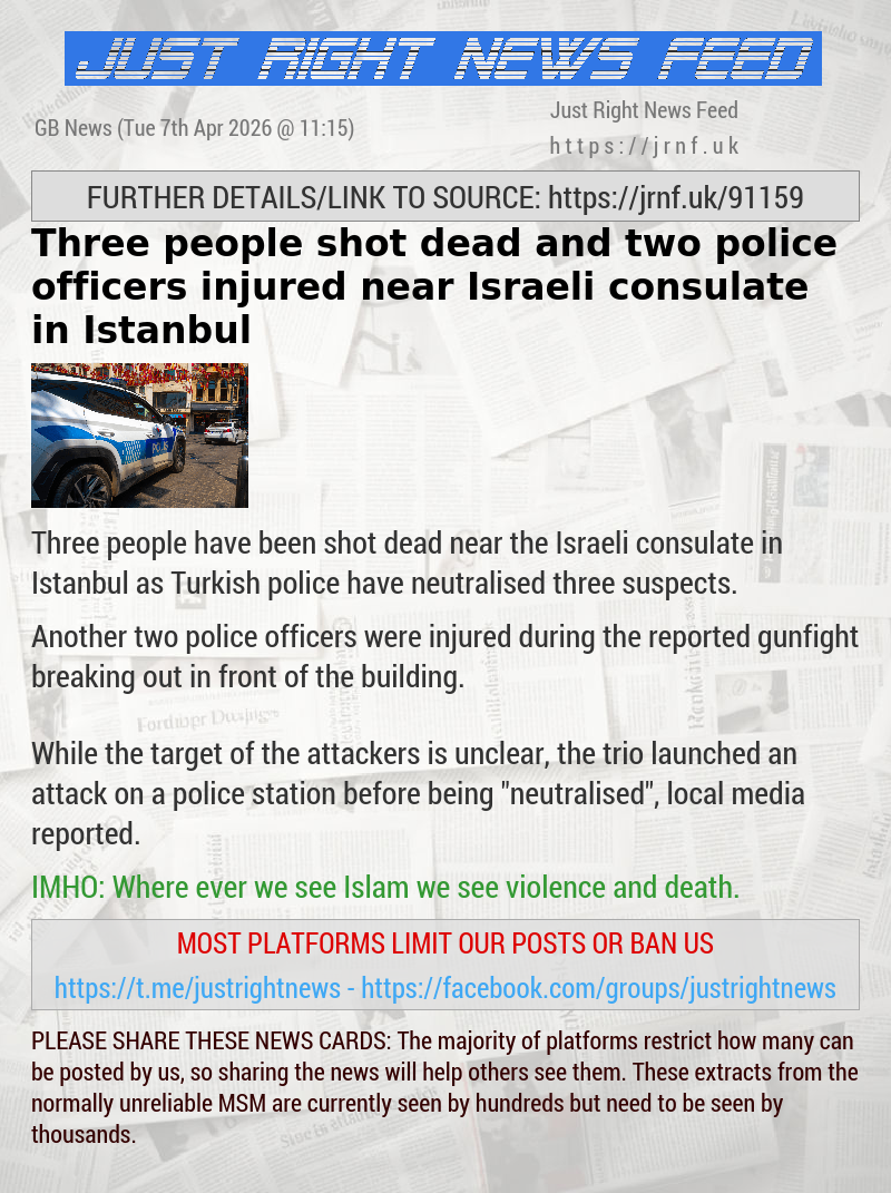Three people shot dead and two police officers injured near Israeli consulate in Istanbul