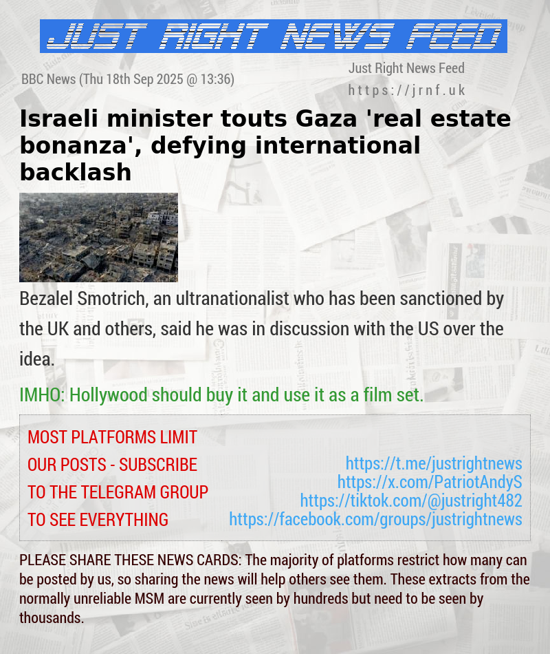 Israeli minister touts Gaza ’real estate bonanza’, defying international backlash