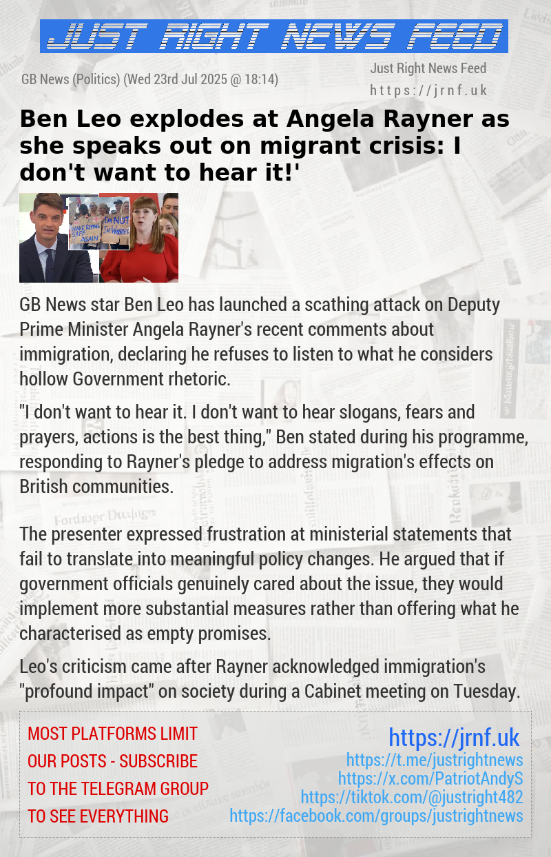 Ben Leo explodes at Angela Rayner as she speaks out on migrant crisis: ‘I don’t want to hear it!’