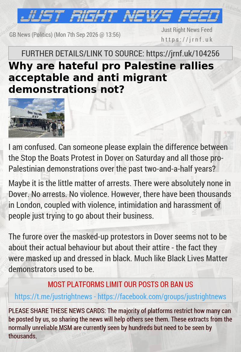 Why are hateful pro—Palestine rallies acceptable and anti—migrant demonstrations not?