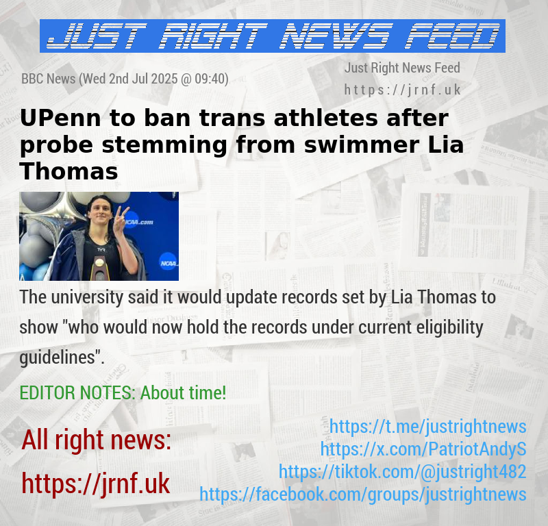 UPenn to ban trans athletes after probe stemming from swimmer Lia Thomas