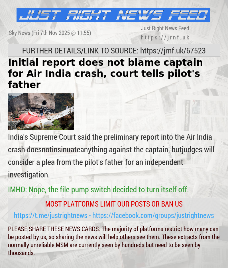 Initial report does not blame captain for Air India crash, court tells pilot’s father