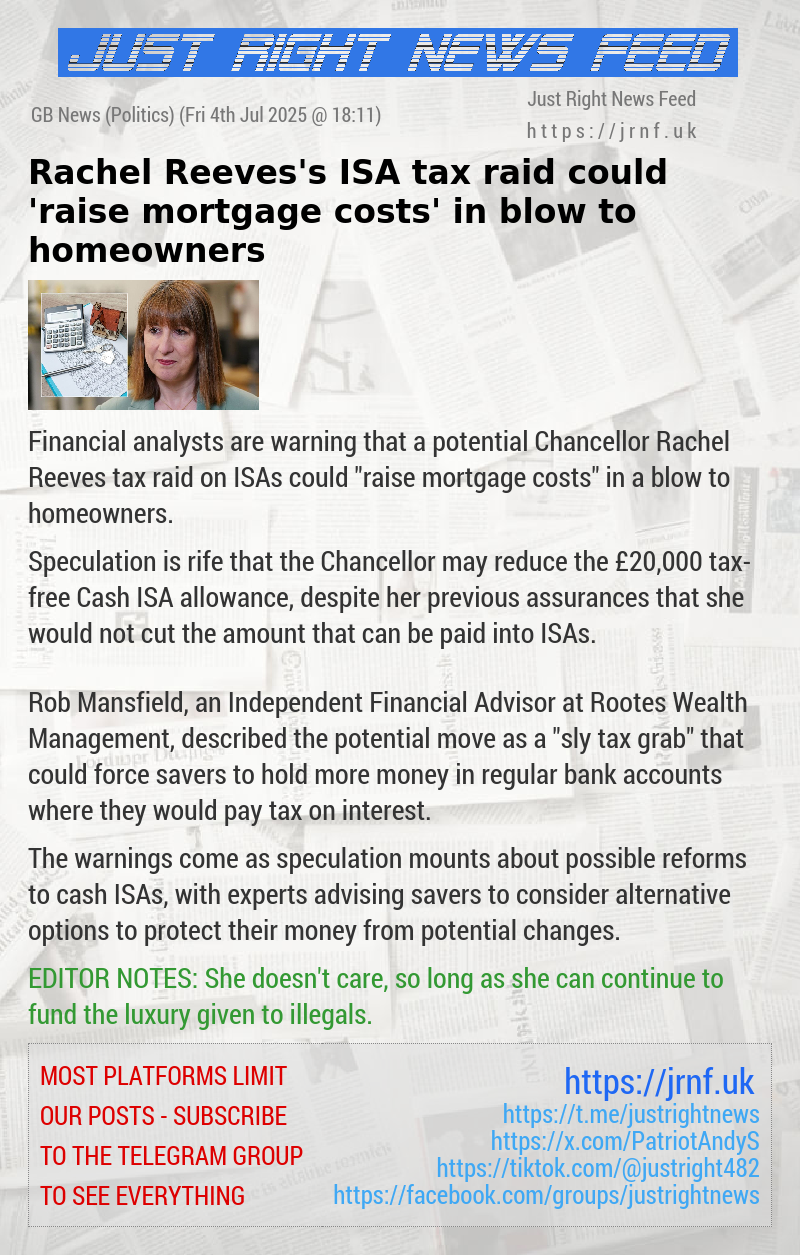 Rachel Reeves’s ISA tax raid could ’raise mortgage costs’ in blow to homeowners