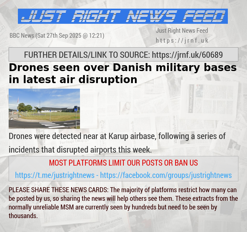 Drones seen over Danish military bases in latest air disruption