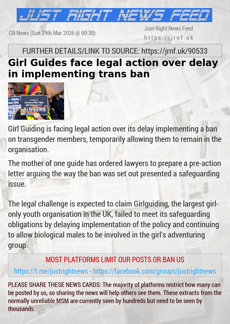 Girl Guides face legal action over delay in implementing trans ban