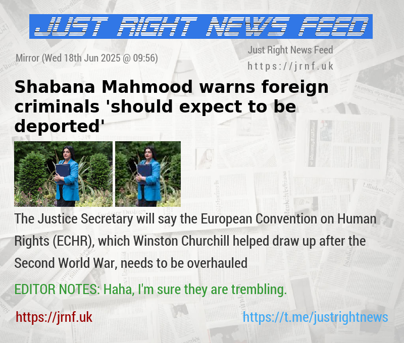 Shabana Mahmood warns foreign criminals ’should expect to be deported’ 