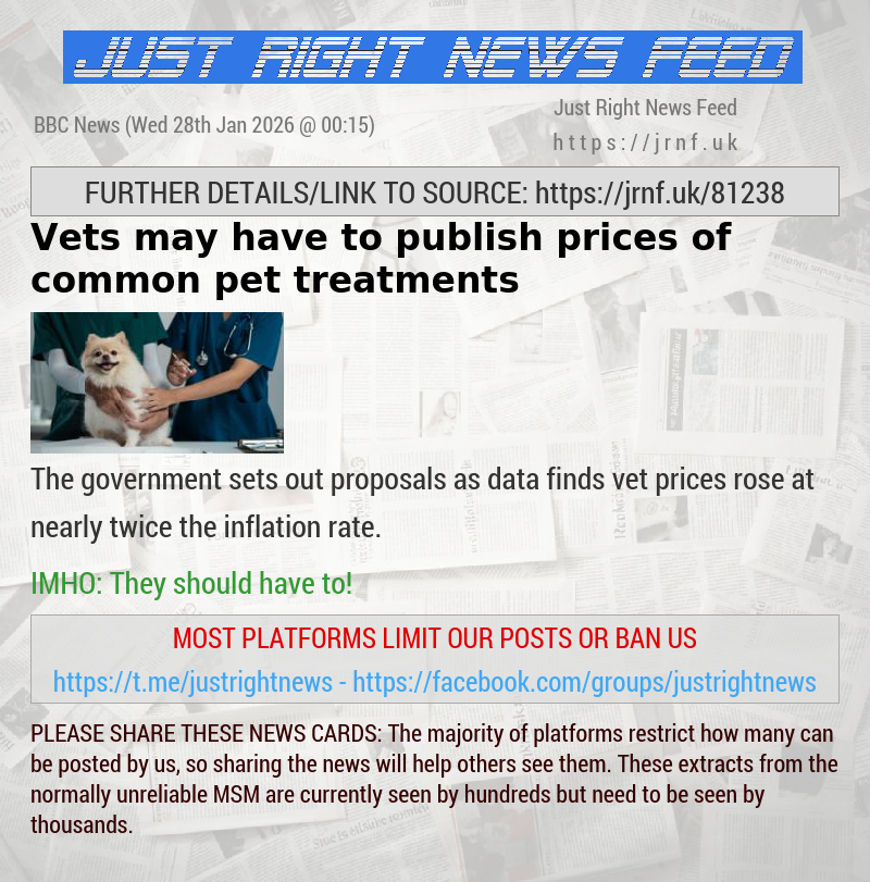 Vets may have to publish prices of common pet treatments