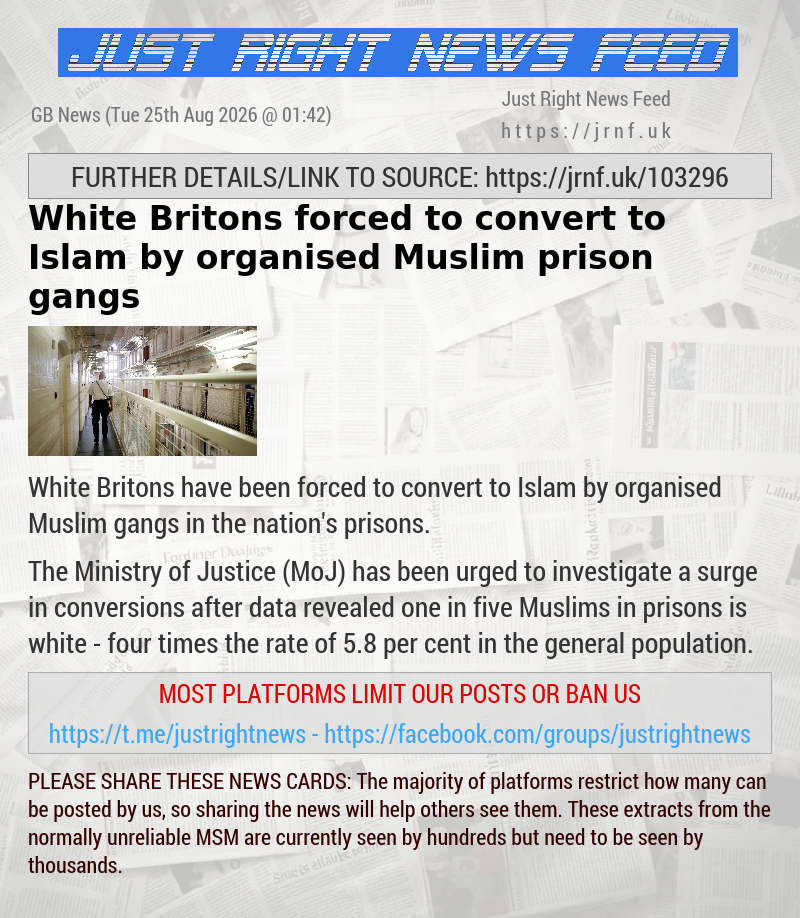 White Britons forced to convert to Islam by organised Muslim prison gangs