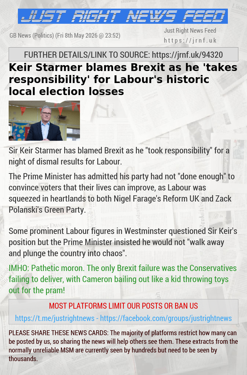 Keir Starmer blames Brexit as he ’takes responsibility’ for Labour’s historic local election losses