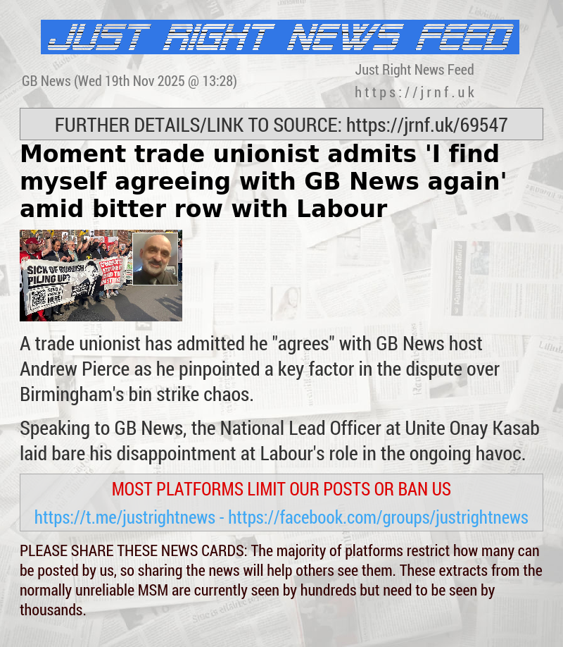Moment trade unionist admits ’I find myself agreeing with GB News again’ amid bitter row with Labour