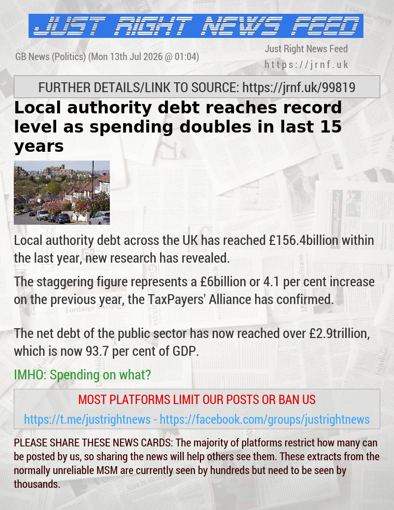 Local authority debt reaches record level as spending doubles in last 15 years