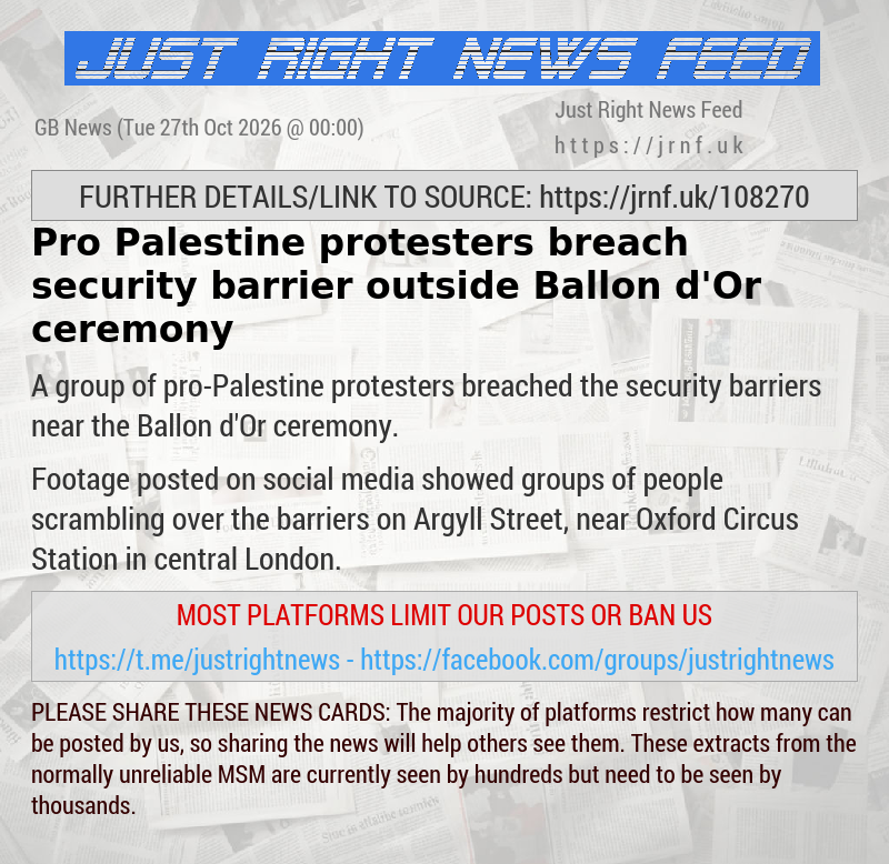 Pro—Palestine protesters breach security barrier outside Ballon d’Or ceremony
