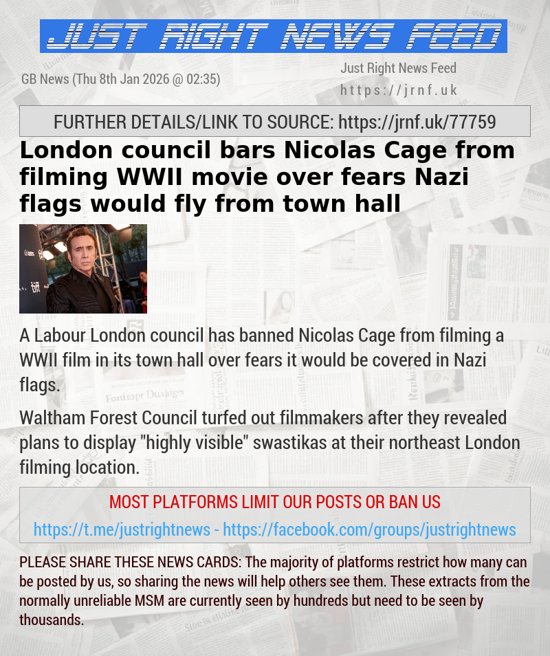 London council bars Nicolas Cage from filming WWII movie over fears Nazi flags would fly from town hall
