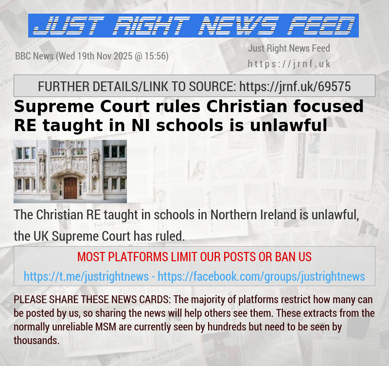 Supreme Court rules Christian—focused RE taught in NI schools is unlawful