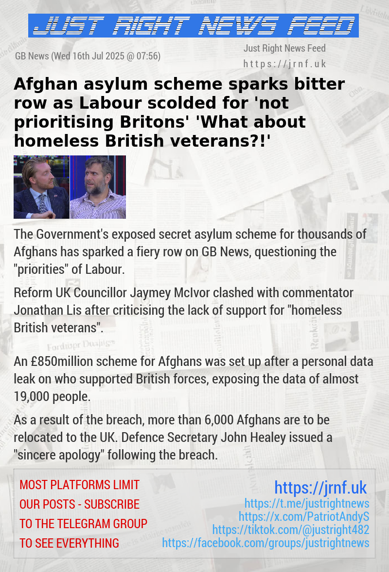 Afghan asylum scheme sparks bitter row as Labour scolded for ’not prioritising Britons’ — ’What about homeless British veterans?!’
