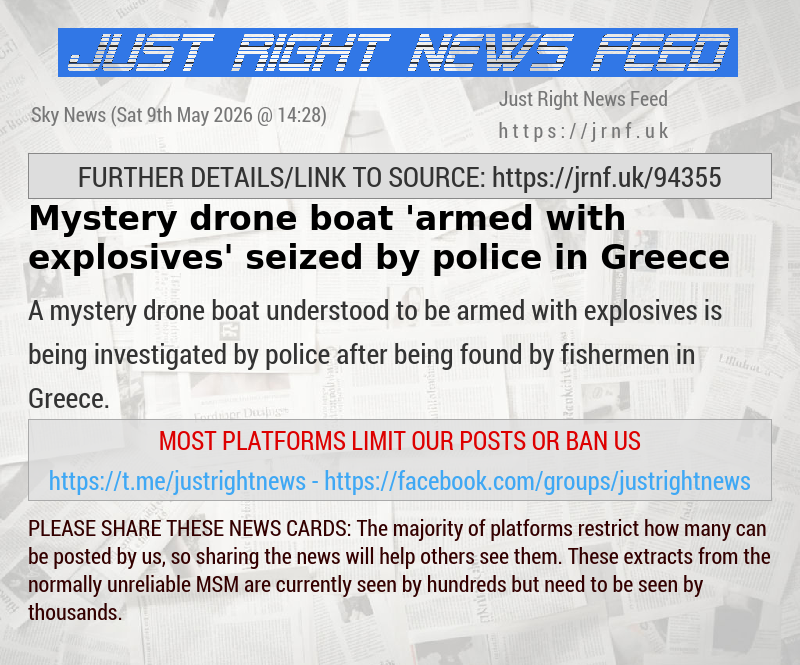  Mystery drone boat ’armed with explosives’ seized by police in Greece