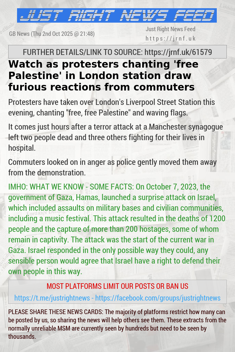 Watch as protesters chanting ’free Palestine’ in London station draw furious reactions from commuters