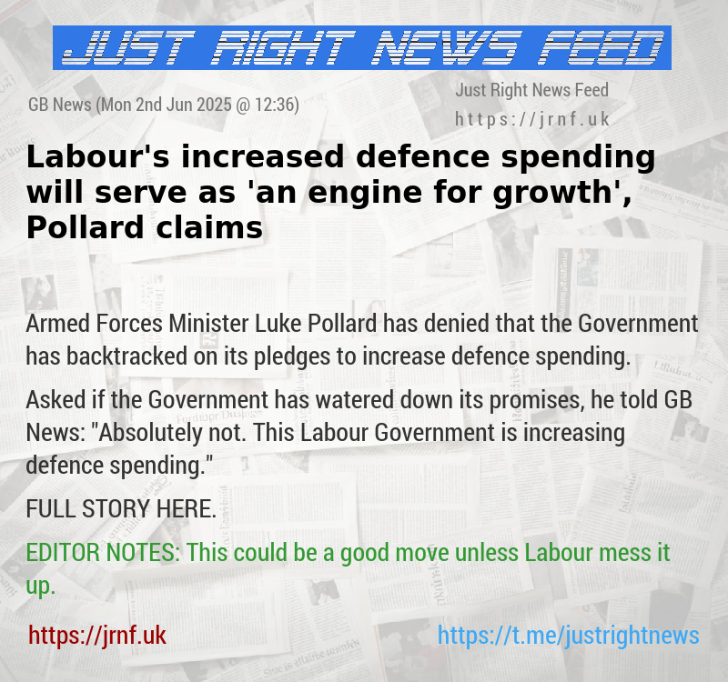 Labour’s increased defence spending will serve as ’an engine for growth’, Pollard claims