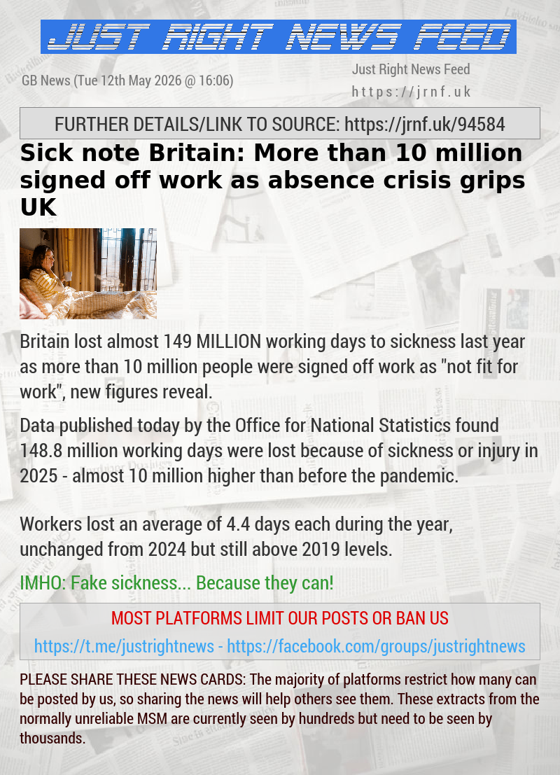 Sick note Britain: More than 10 million signed off work as absence crisis grips UK