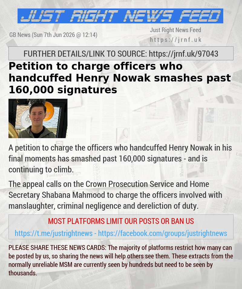 Petition to charge officers who handcuffed Henry Nowak smashes past 160,000 signatures