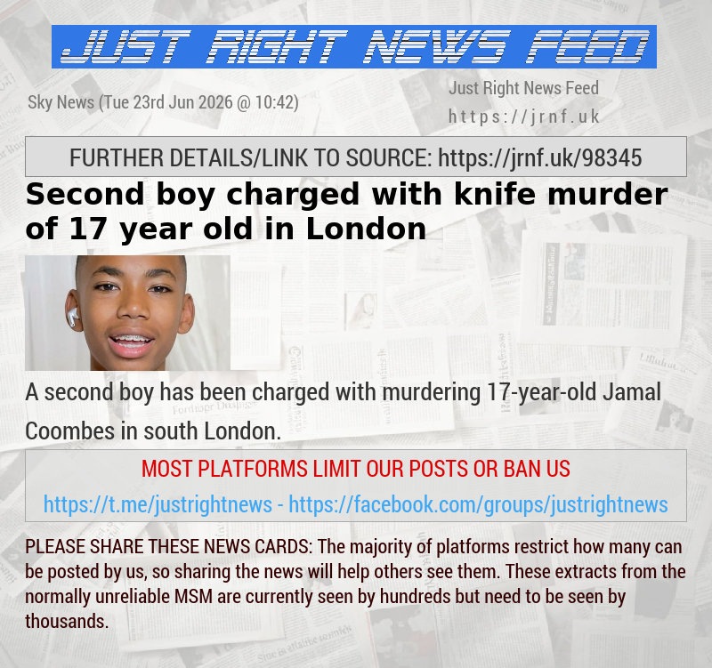 Second boy charged with knife murder of 17—year—old in London