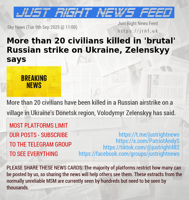 More than 20 civilians killed in ’brutal’ Russian strike on Ukraine, Zelenskyy says