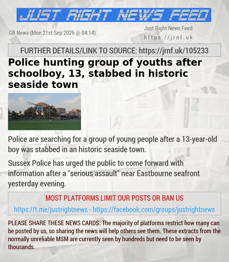 Police hunting group of youths after schoolboy, 13, stabbed in historic seaside town