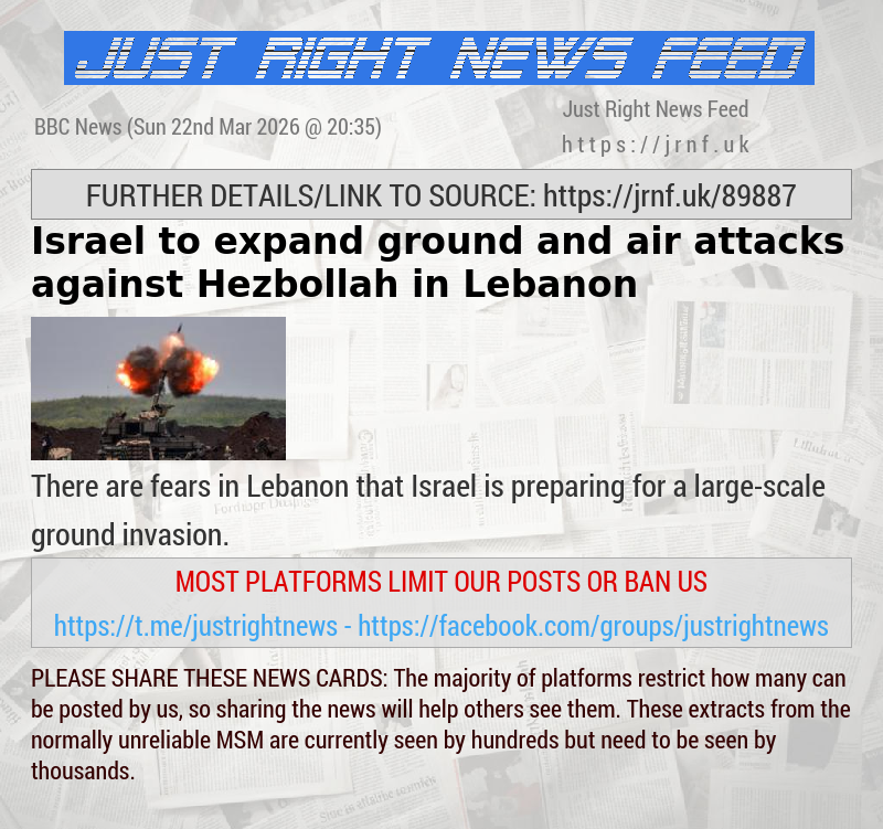 Israel to expand ground and air attacks against Hezbollah in Lebanon