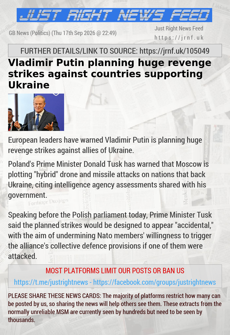 Vladimir Putin planning huge revenge strikes against countries supporting Ukraine