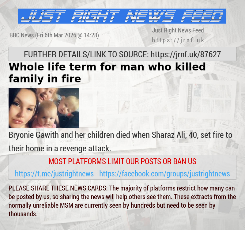 Whole—life term for man who killed family in fire