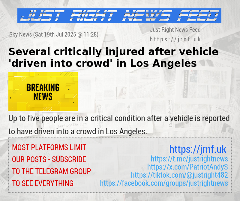 Several critically injured after vehicle ’driven into crowd’ in Los Angeles