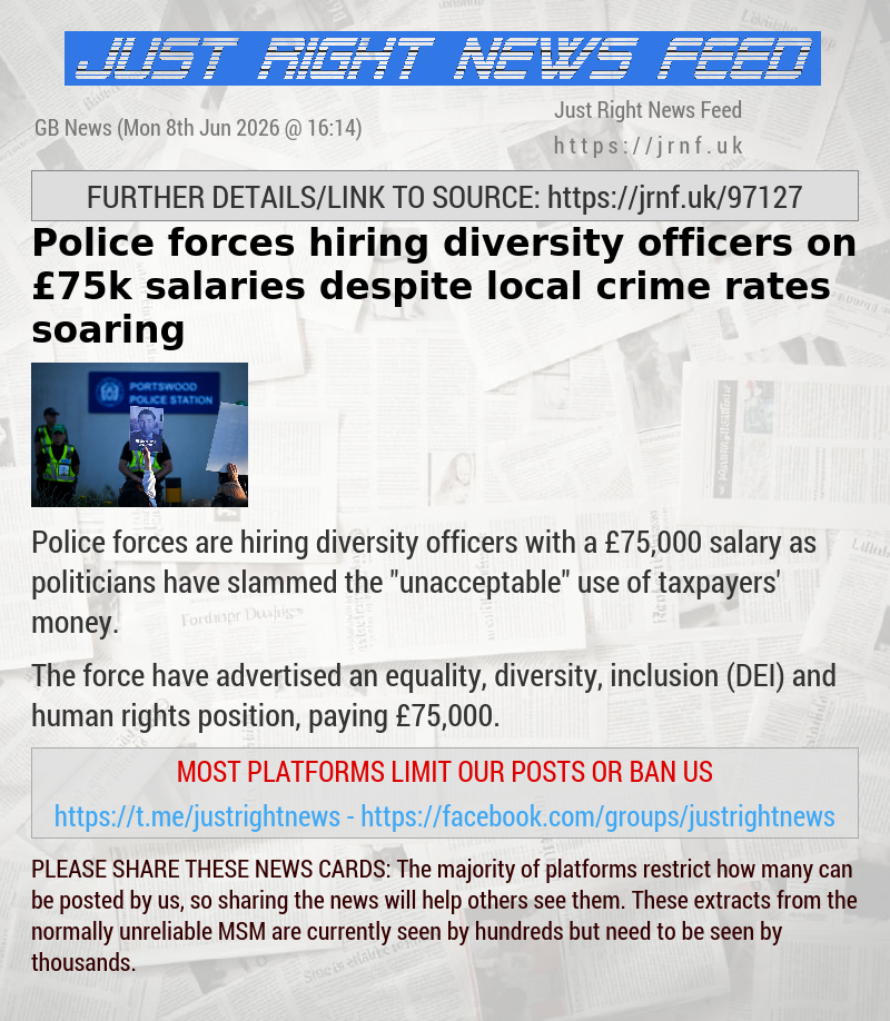 Police forces hiring diversity officers on &pound;75k salaries despite local crime rates soaring