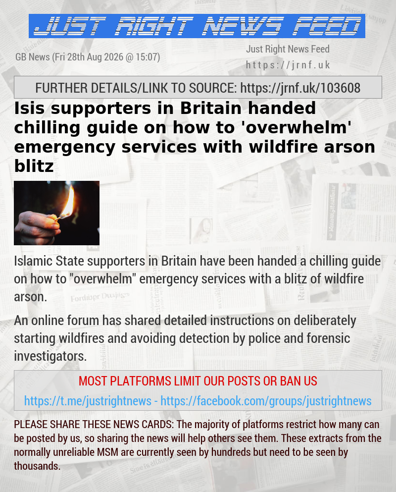 Isis supporters in Britain handed chilling guide on how to ’overwhelm’ emergency services with wildfire arson blitz