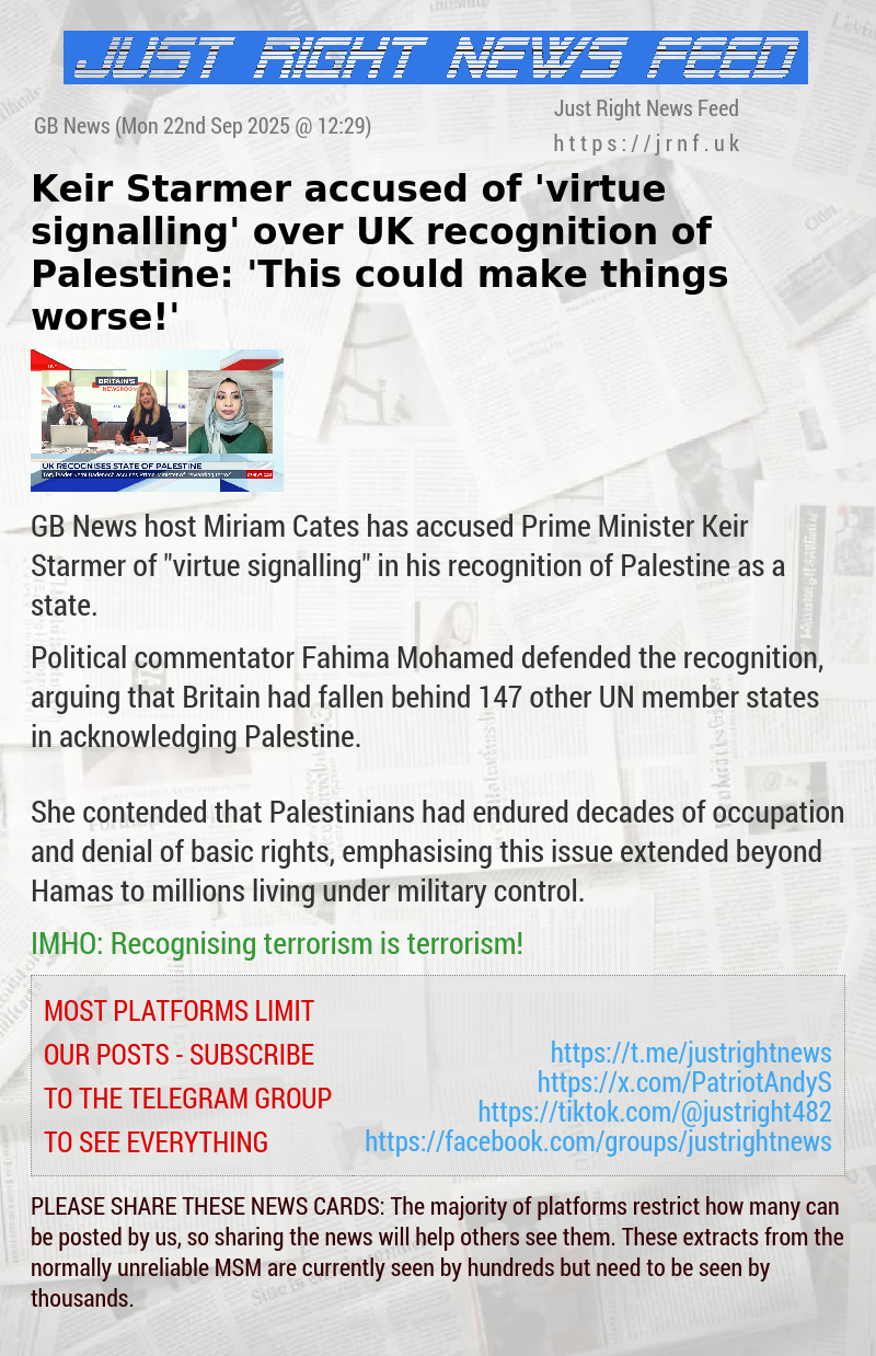 Keir Starmer accused of ‘virtue signalling’ over UK recognition of Palestine: ’This could make things worse!’