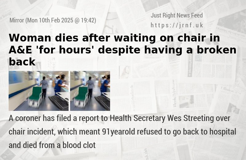 Woman dies after waiting on chair in A&E ’for hours’ despite having a broken back