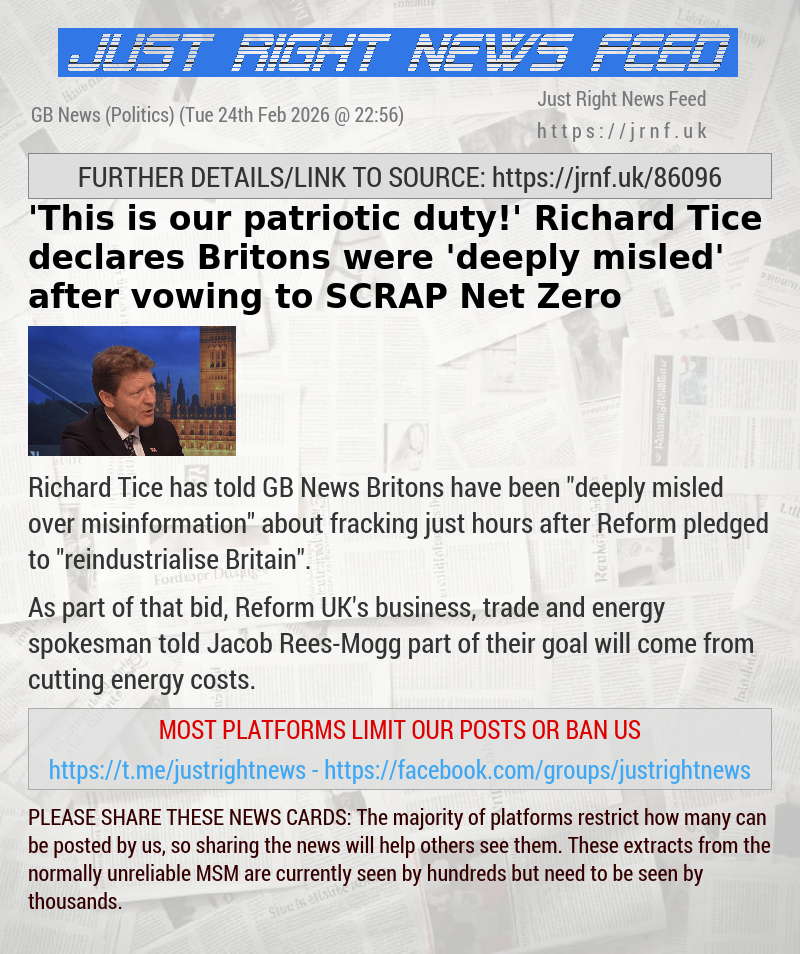 ’This is our patriotic duty!’ Richard Tice declares Britons were ’deeply misled’ after vowing to SCRAP Net Zero