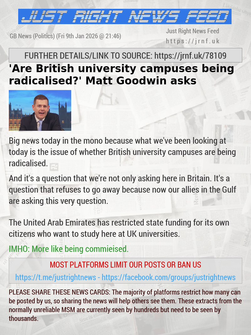 ’Are British university campuses being radicalised?’ Matt Goodwin asks