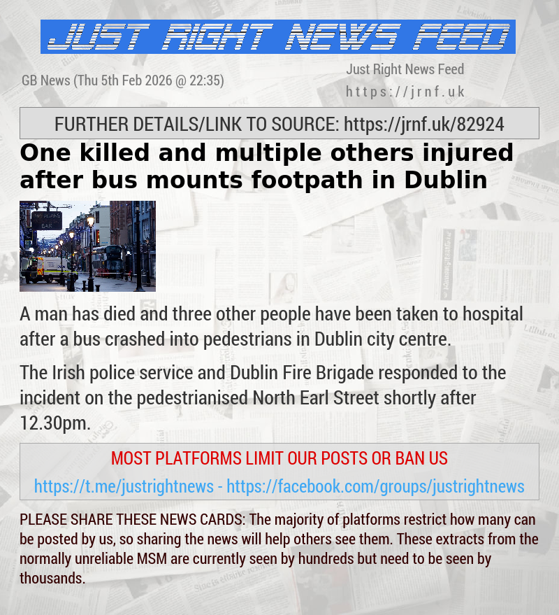 One killed and multiple others injured after bus mounts footpath in Dublin