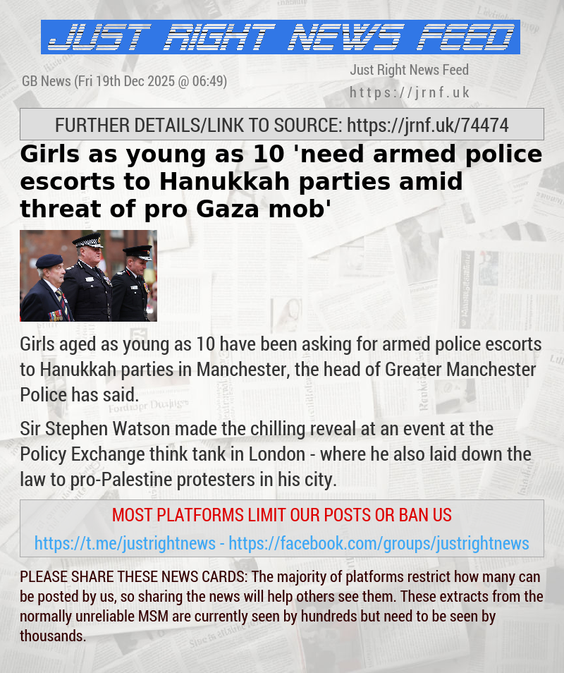 Girls as young as 10 ’need armed police escorts to Hanukkah parties amid threat of pro—Gaza mob’