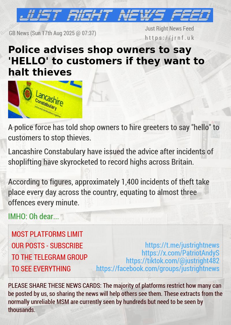 Police advises shop owners to say ’HELLO’ to customers if they want to halt thieves