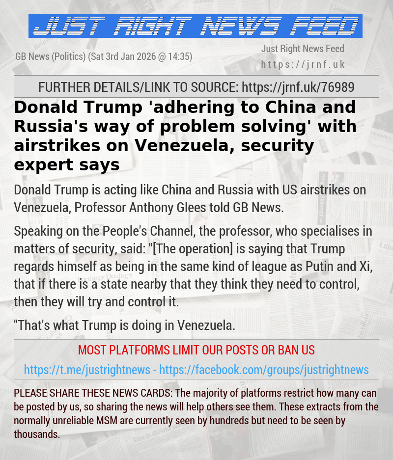 Donald Trump ’adhering to China and Russia’s way of problem—solving’ with airstrikes on Venezuela, security expert says