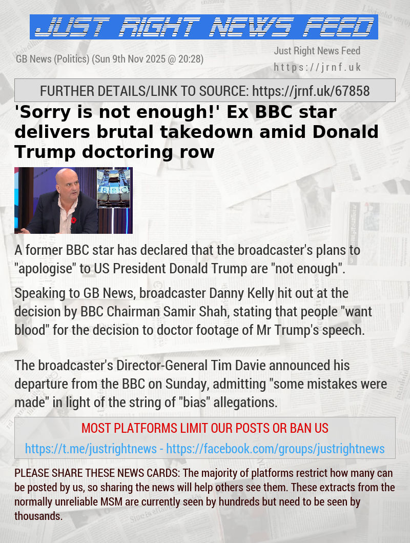’Sorry is not enough!’ Ex—BBC star delivers brutal takedown amid Donald Trump doctoring row