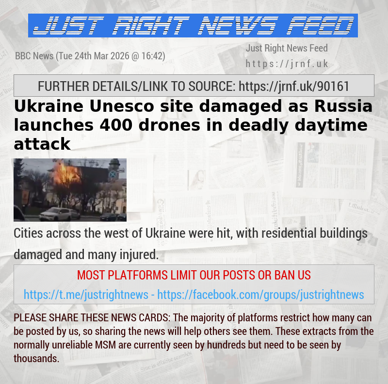 Ukraine Unesco site damaged as Russia launches 400 drones in deadly daytime attack