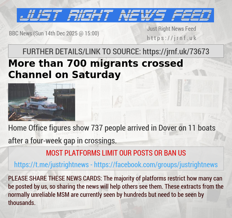 More than 700 migrants crossed Channel on Saturday