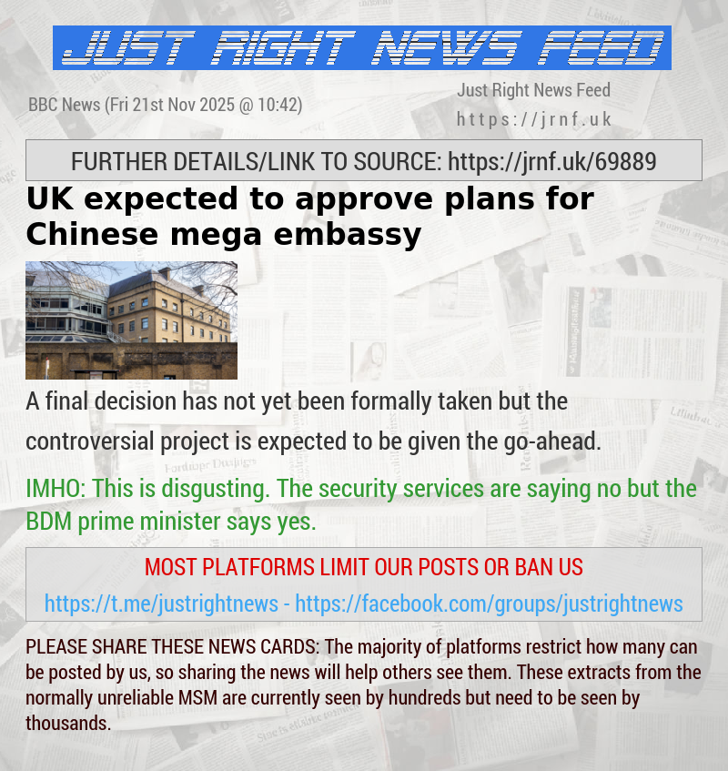 UK expected to approve plans for Chinese mega embassy