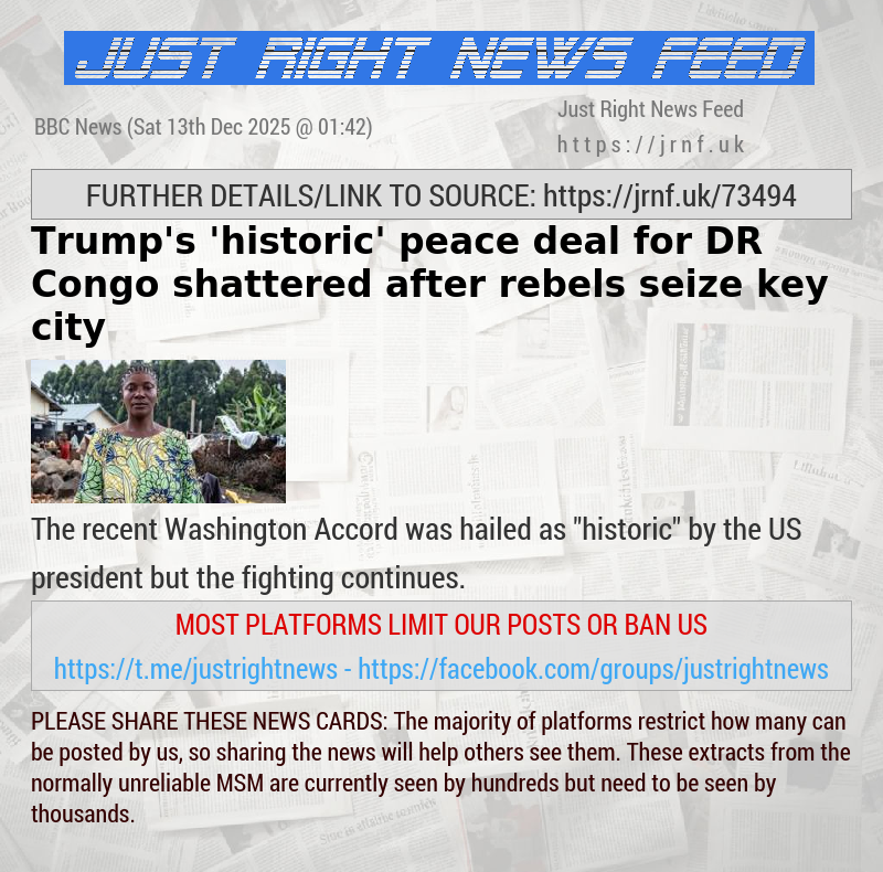 Trump’s ’historic’ peace deal for DR Congo shattered after rebels seize key city