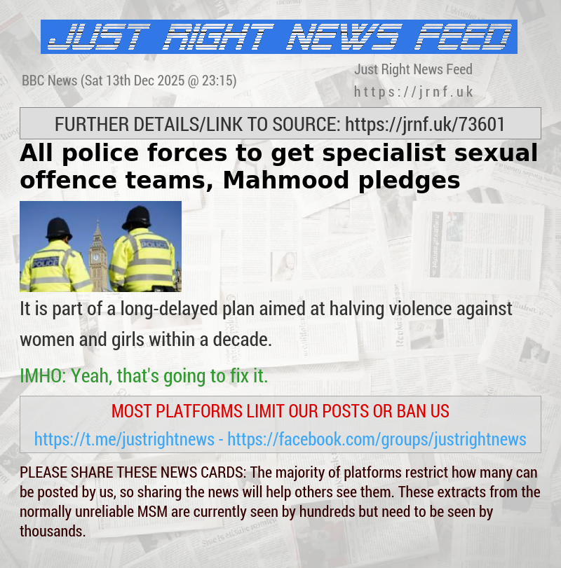 All police forces to get specialist sexual offence teams, Mahmood pledges