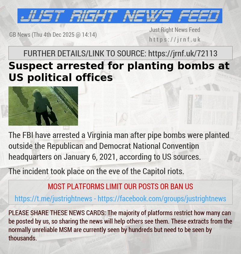 Suspect arrested for planting bombs at US political offices