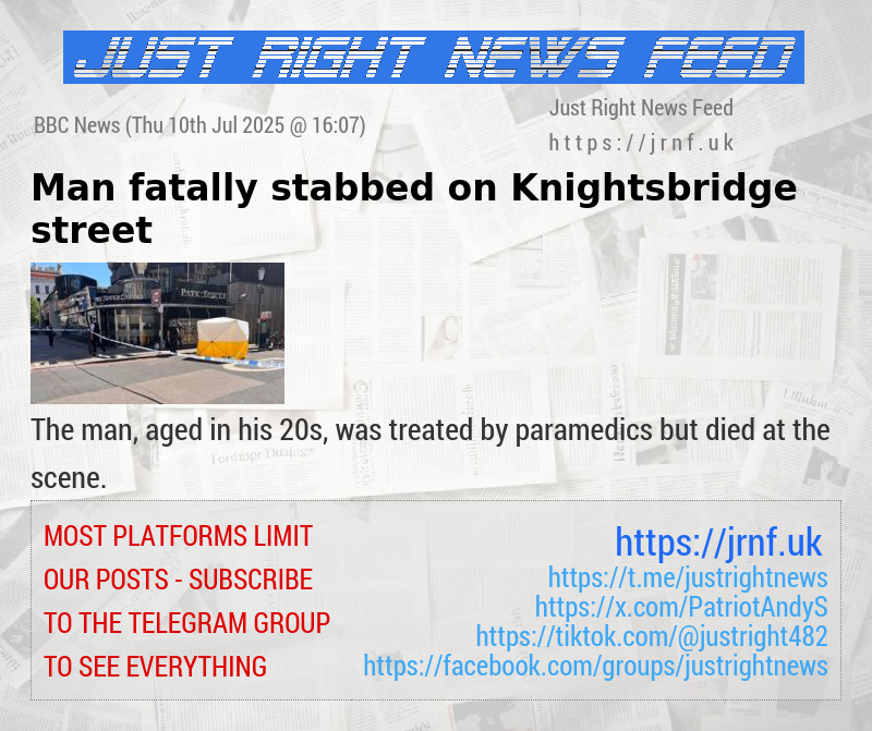 Man fatally stabbed on Knightsbridge street